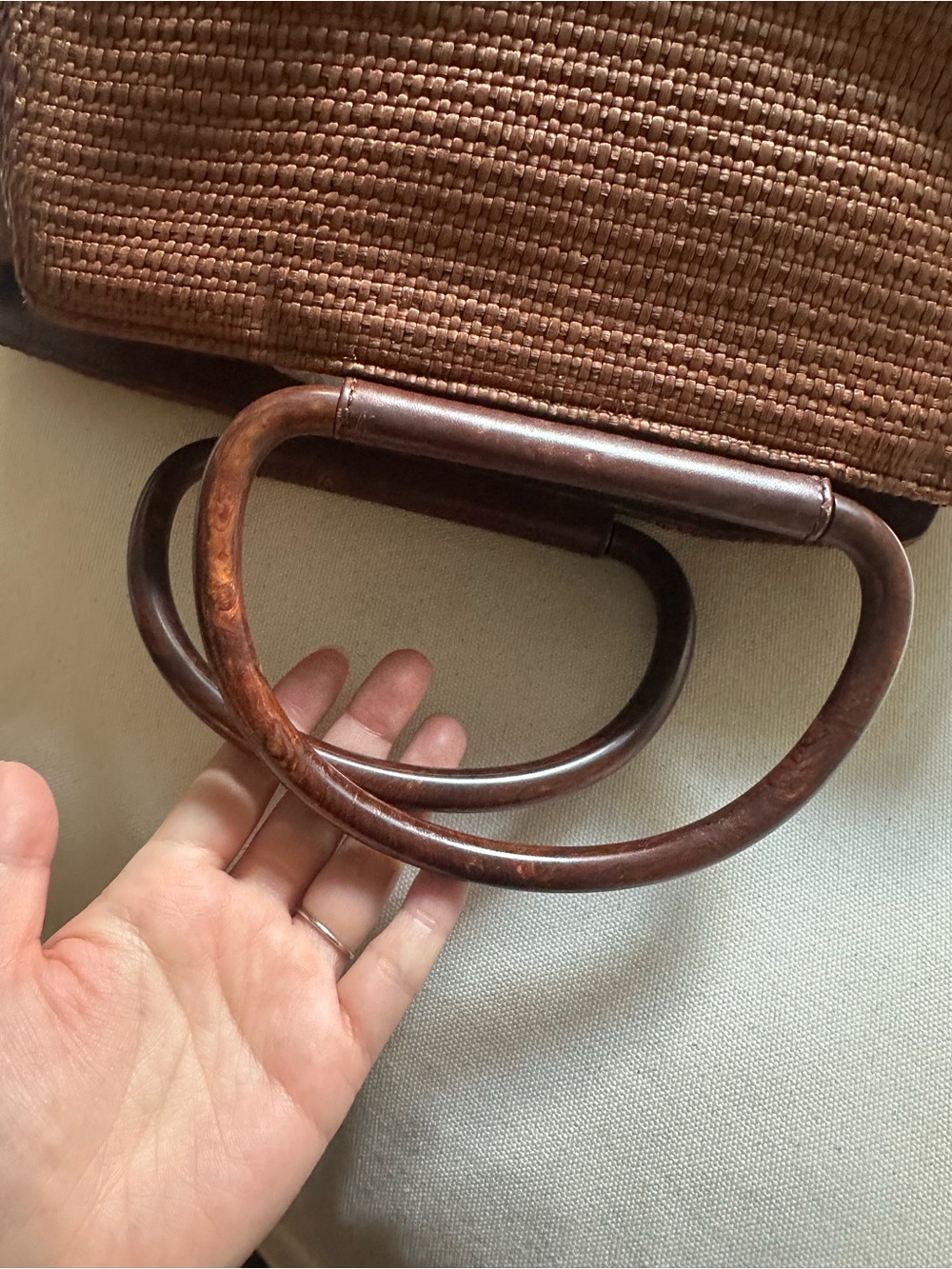 CHANEL Brown Woven Top-Handle Tote - Picture 9 of 16